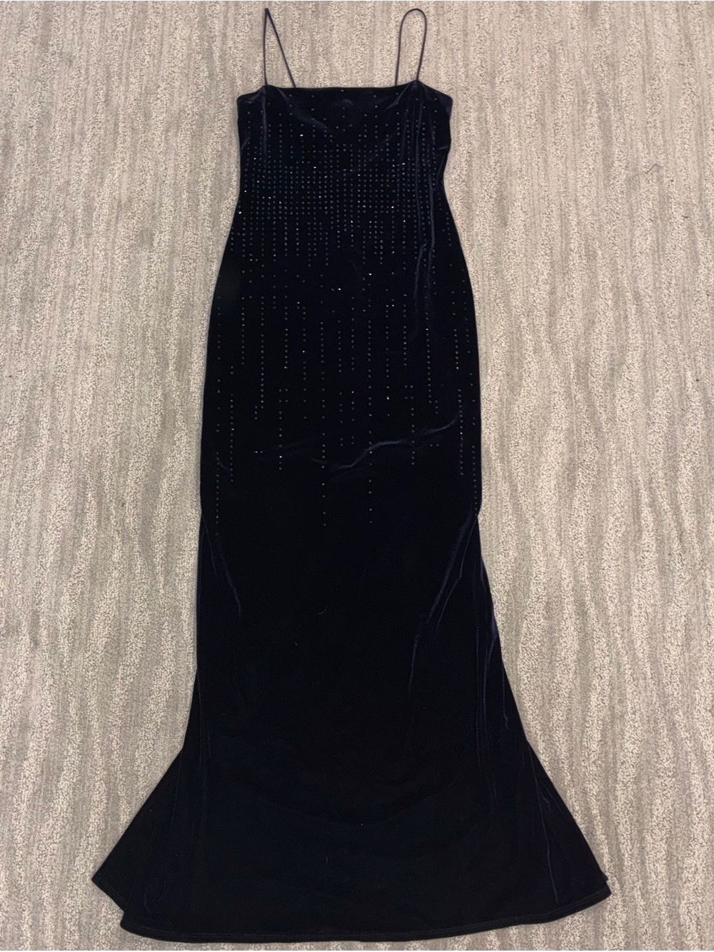 VTG Laundry By Shelli Segal Dress Velvet Navy Sparkle Maxi ‘95 USA Women’s Sz 4